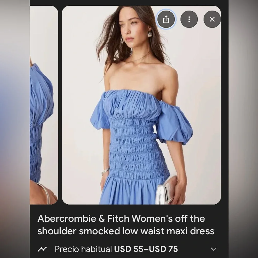 Abercrombie & Fitch Blue Smocked Maxi Dress